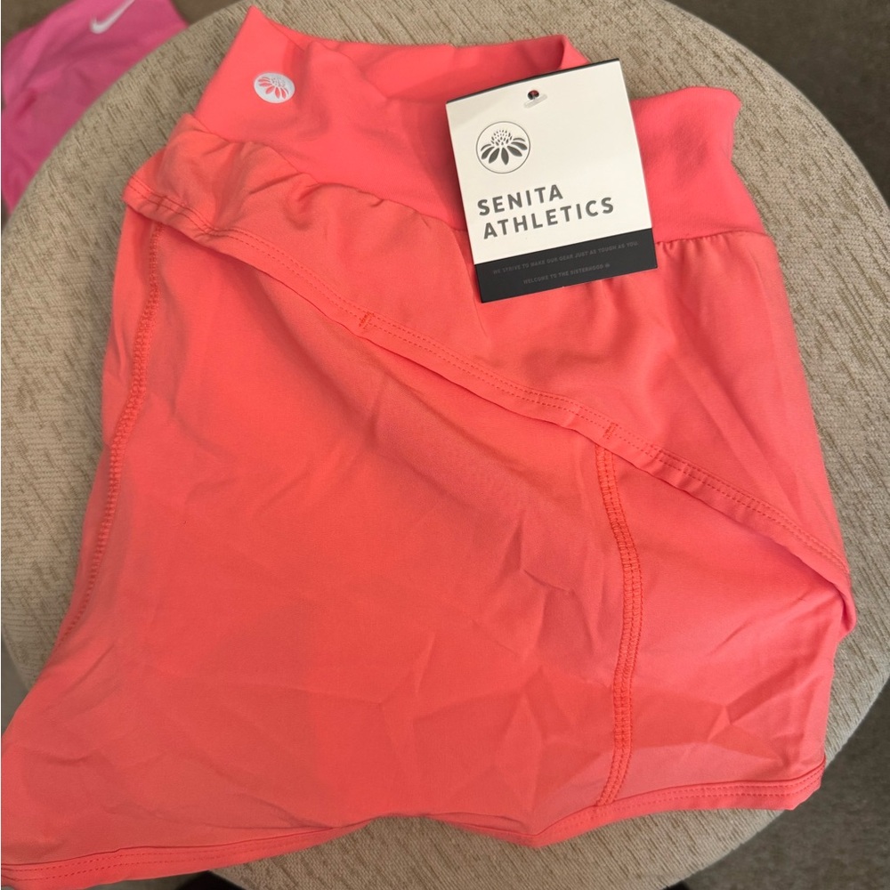 Senita Athletics Vibrant Coral Running Shorts